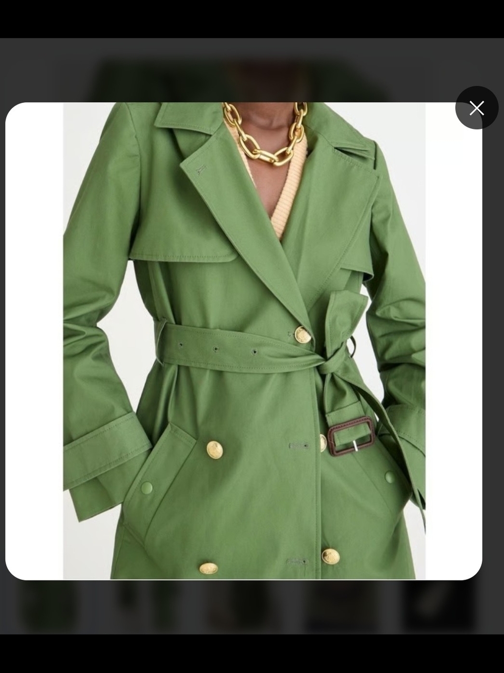 J. Crew Olive Green Double-Breasted Trench Coat